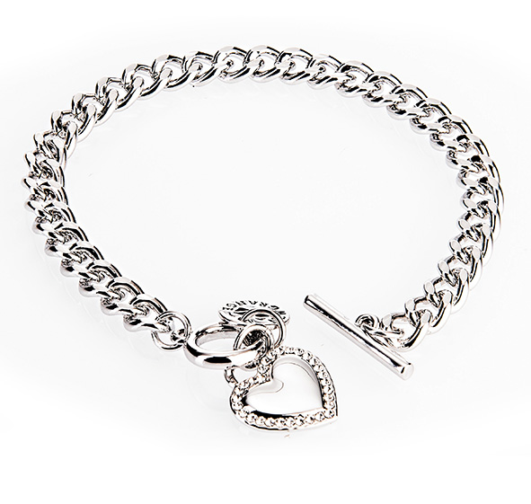 Silver Diamante Heart Toggle Bracelet - Newgrange Living